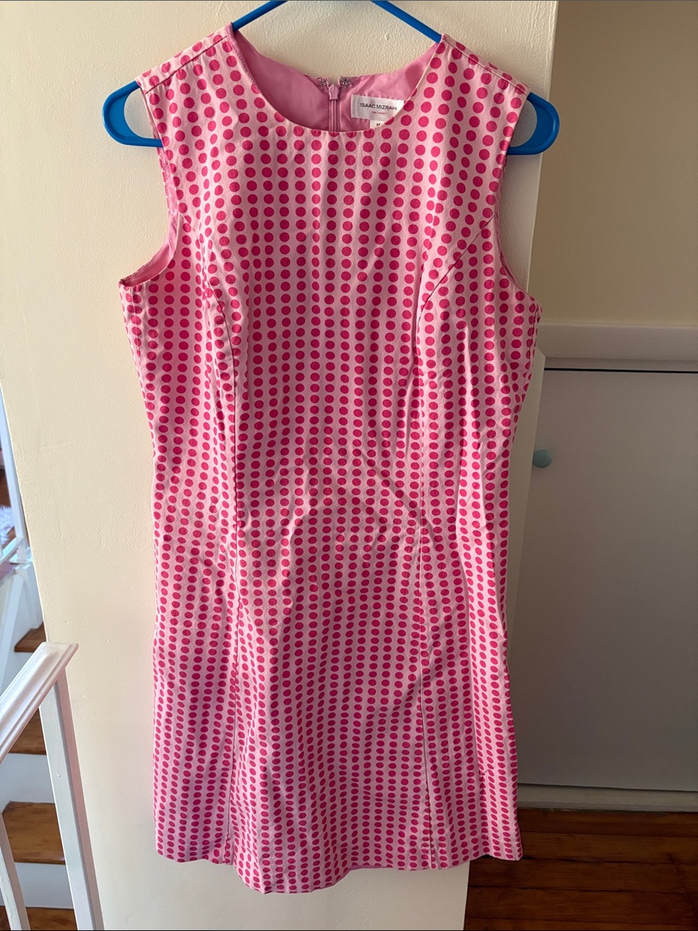 Pink Dot Sleeveless Sheath Midi Dress